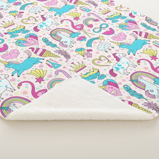 Unicorn Doodle Muster Sherpadecke (3/4)