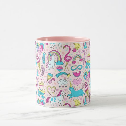 Unicorn Doodle Pattern Tasse (Zentrum)