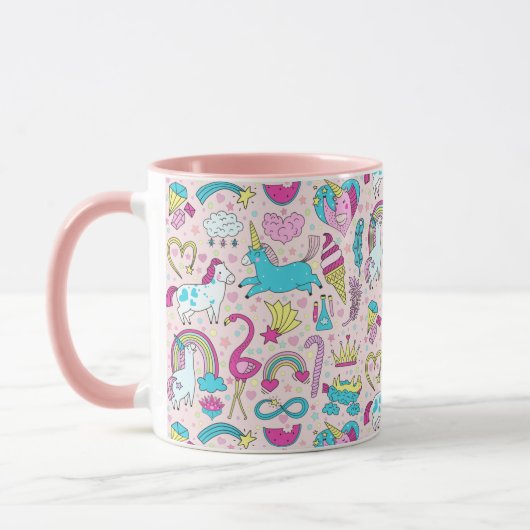 Unicorn Doodle Pattern Tasse (Links)