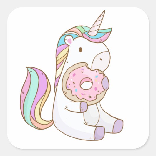 Unicorn-Doughnut Quadratischer Aufkleber (Vorderseite)