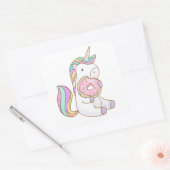 Unicorn-Doughnut Quadratischer Aufkleber (Umschlag)