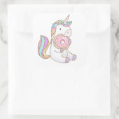 Unicorn-Doughnut Quadratischer Aufkleber (Tasche)