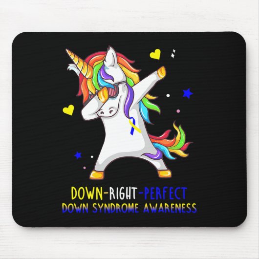 Unicorn Down Right Perfect Down Syndrome Awareness Mousepad (Vorne)