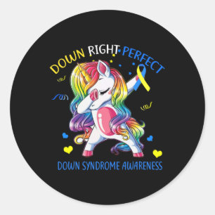 Unicorn Down Right Perfect Down Syndrome Awareness Runder Aufkleber