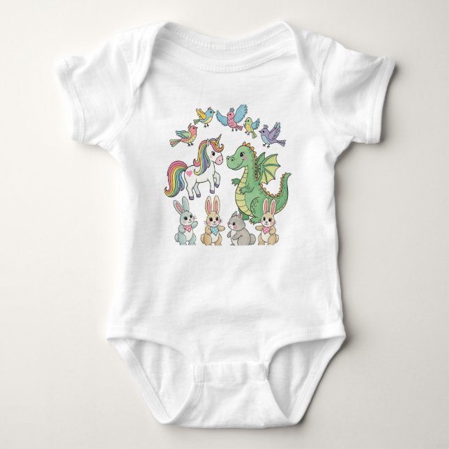 Unicorn Dragon Baby Animal Bodysuit Baby Strampler (Vorderseite)