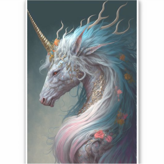 Unicorn Dragon Fantasy Art Aufkleber (Vorderseite)