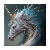 Unicorn Dragon Fantasy Art Fliese (Vorderseite)