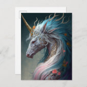 Unicorn Dragon Fantasy Art Postkarte (Vorne/Hinten)