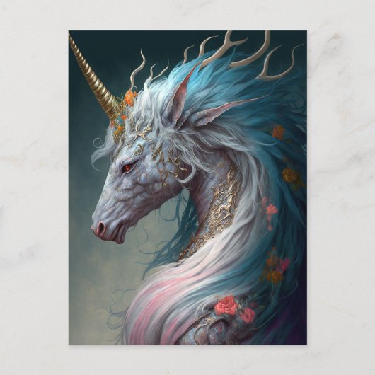 Unicorn Dragon Fantasy Art Postkarte (Vorderseite)