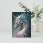 Unicorn Dragon Fantasy Art Postkarte (Stehend Vorderseite)