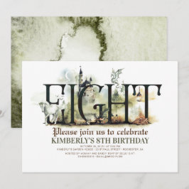 Unicorn Dragon Magic Castle 8. Geburtstag Einladung