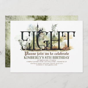 Unicorn Dragon Magic Castle 8. Geburtstag Einladung