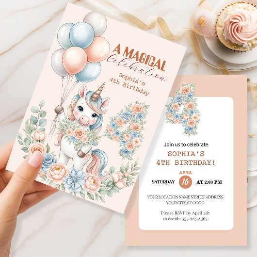 Unicorn Dreams Birthday Invitation Einladung