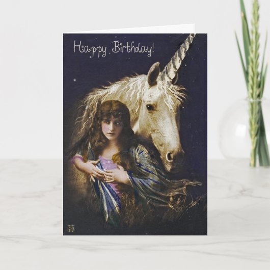 Unicorn Dreams Happy Birthday Card Karte (Vorderseite)