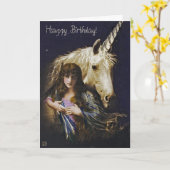Unicorn Dreams Happy Birthday Card Karte (Gelbe Blume)
