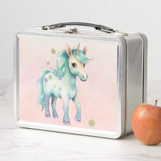 Unicorn Dreams: Hin- und Rücken-zu-Schule Metall Brotdose (Beispiel)