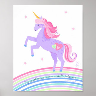 Unicorn Dreams Psalm 28:7 Wall Art print 3 of 3 Poster