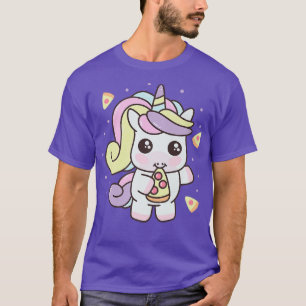 Unicorn Eating Pizza Kawaii Niedlich Magical Paste T-Shirt