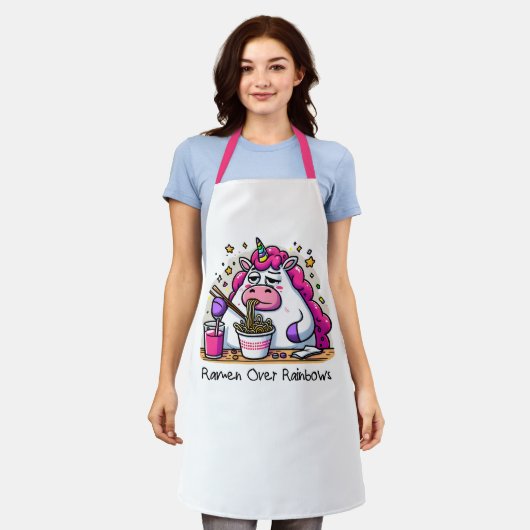 Unicorn Eating Ramen All-over Print-Schürze Schürze (Getragen)