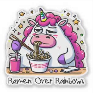 Unicorn Eating Ramen Aufkleber