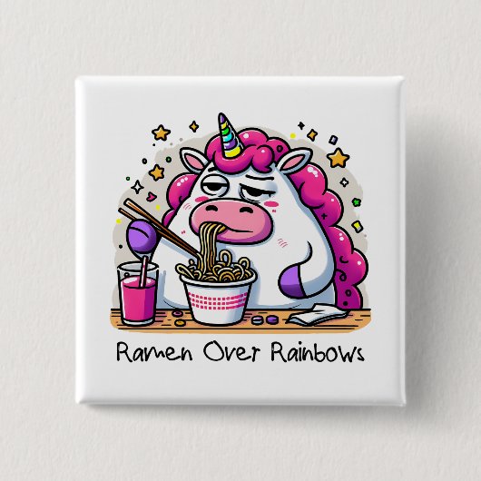 Unicorn Eating Ramen Button (Vorderseite)