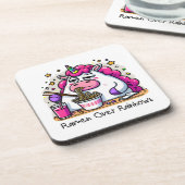 Unicorn Eating Ramen Getränkeuntersetzer (Linke Seite)