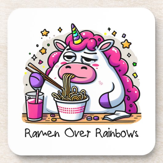 Unicorn Eating Ramen Getränkeuntersetzer (Vorderseite)