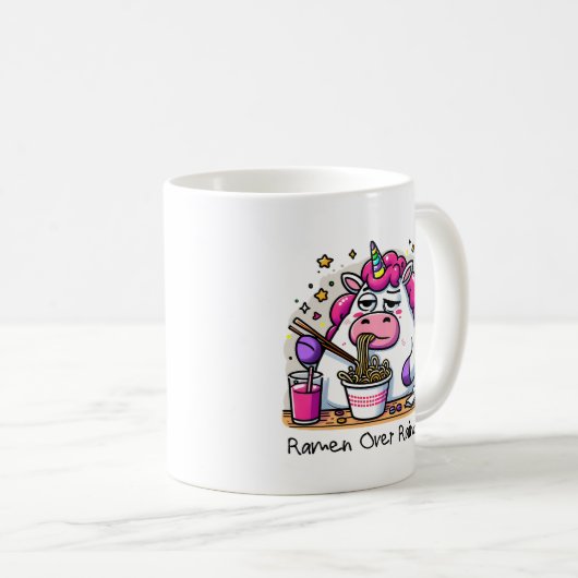 Unicorn Eating Ramen Kaffeetasse (VorderseiteRechts)