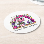 Unicorn Eating Ramen Runder Pappuntersetzer (Angewinkelt)