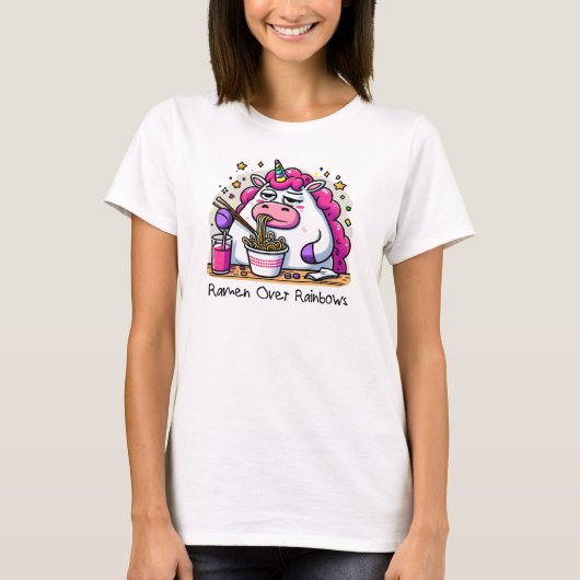 Unicorn Eating Ramen T-Shirt (Vorderseite)