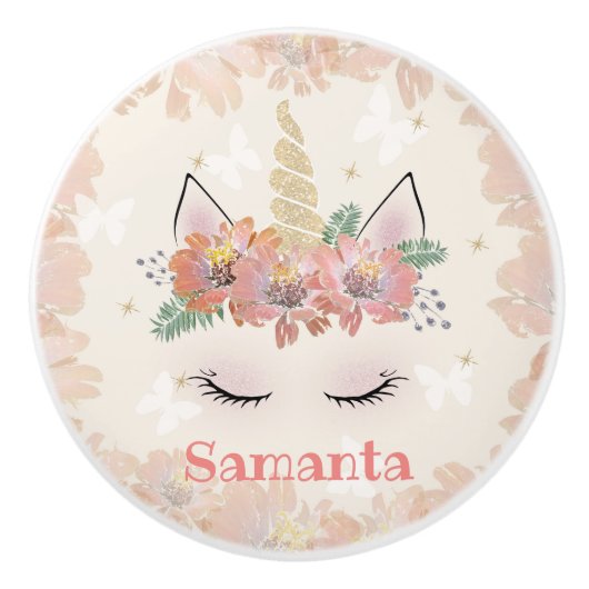 Unicorn, Einhorn, personalisiert Keramikknauf (Vorderseite)