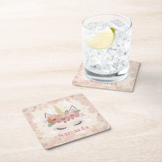 Unicorn, Einhorn, personalisiert Rechteckiger Pappuntersetzer (Vor Ort)