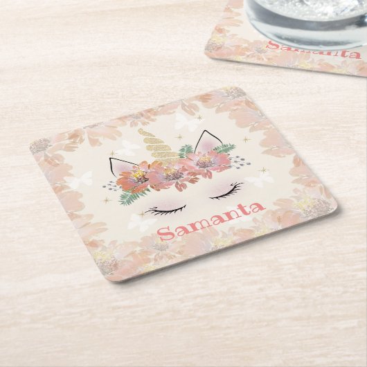 Unicorn, Einhorn, personalisiert Rechteckiger Pappuntersetzer (angewinkelt)