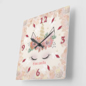 Unicorn, Einhorn, personalisierte Rundschau Quadratische Wanduhr (Winkel)