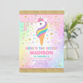 Unicorn-Eiscreme-Einladungs-magisches Einladung (Stehend Vorderseite)