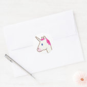 Unicorn emoji runder aufkleber (Umschlag)