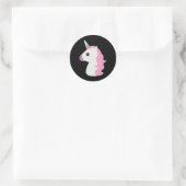 Unicorn Emoji (schwarzer Hintergrund) Runder Aufkleber (Tasche)
