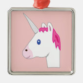 Unicorn emoji silbernes ornament (Vorne)