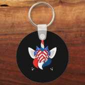 Unicorn Face 4. Juli Niedliche Girls Kinder Teens Schlüsselanhänger (Rückseite)