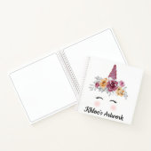 Unicorn Face and Blume Sketchbook Notebook Notizblock (Innenseite)