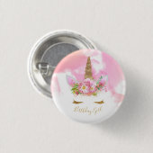 Unicorn Face Birthday Abzeichen Button (Vorne & Hinten)