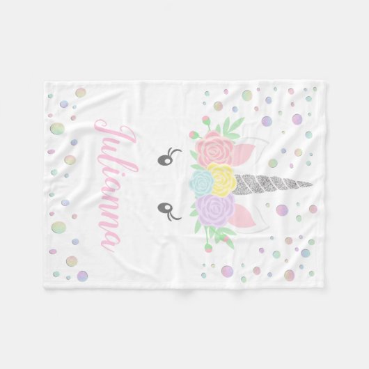 Unicorn Face Blanket Fleecedecke (Vorderseite (Horizontal))