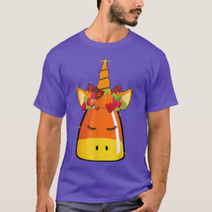 Unicorn Face Candy Corn Pumpkin Halloween Anzug T-Shirt