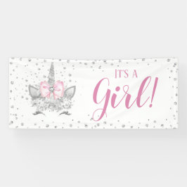 Unicorn Face Diamonds Baby Shower Banner
