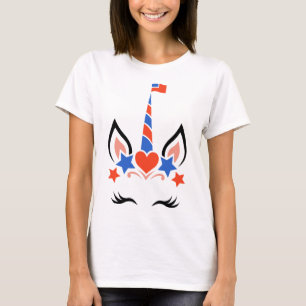 Unicorn Face Eyelashes 4. Juli Independence Da T-Shirt