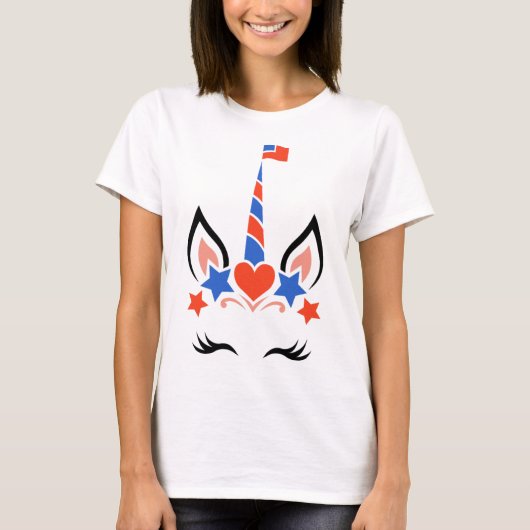 Unicorn Face Eyelashes 4. Juli Independence Da T-Shirt (Vorderseite)