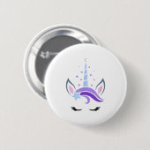 Unicorn Face Eyelashes Celestial Moon Star Button (Vorne & Hinten)