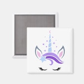 Unicorn Face Eyelashes Celestial Moon Star Magnet (Vorderseite/Rückseite)