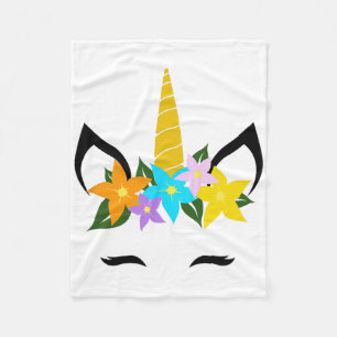 Unicorn Face Eyelashes Lächeln Niedliche Blume Wre Fleecedecke