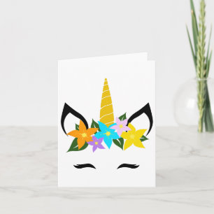 Unicorn Face Eyelashes Lächeln Niedliche Blume Wre Karte